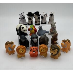 Fisher Price Little People Lot Of 19 Zoo Animals Panda Gorilla Tiger Zebras